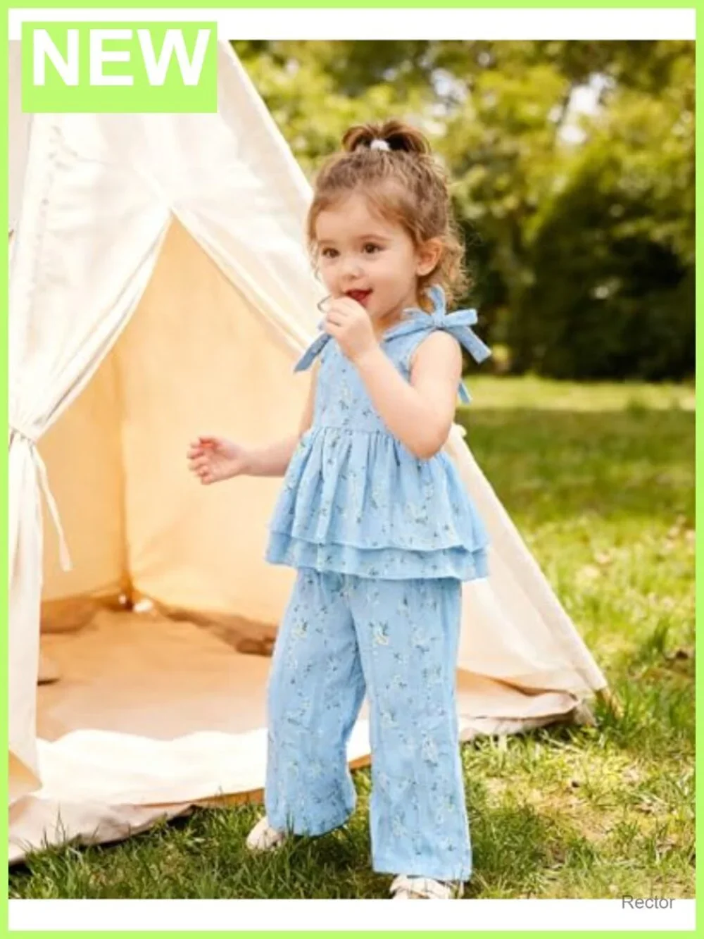 Toddler Girl Floral Outfit Set Cotton Spandex Sleeveless Top Wide Leg Pants